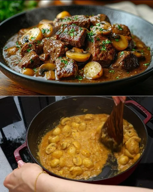 Recept voor snel en smakelijk rundvlees met champignons