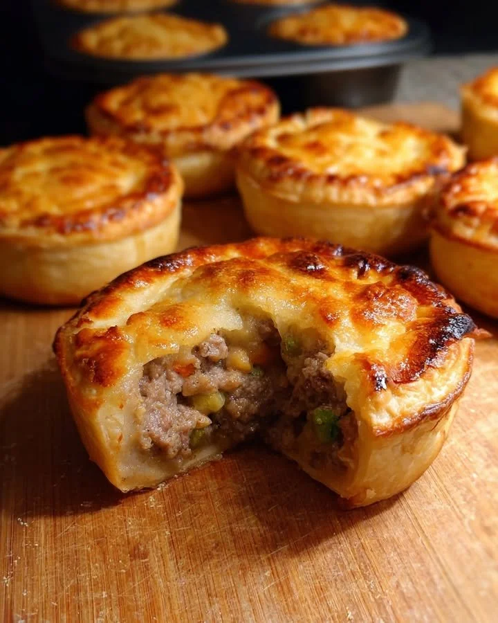 Mini lams- en groente hartige taartjes gebakken in een muffinblik